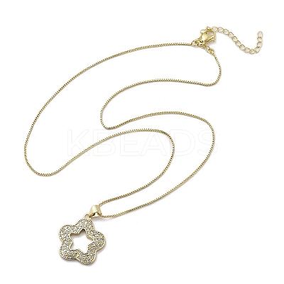 Brass Micro Pave Clear Cubic Zirconia Pendant Necklaces for Women NJEW-D305-03G-04-1