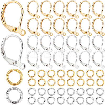 200Pcs 2 Color Brass Leverback Earring Findings KK-SP0001-06-1