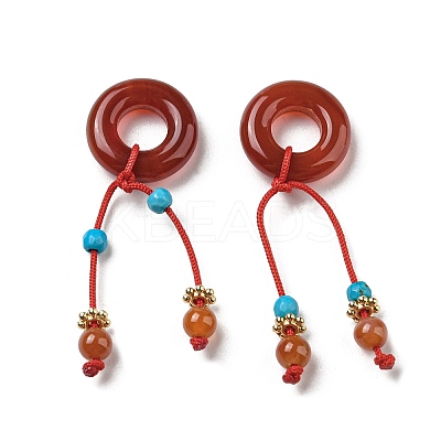 Natural Red Agate Donut Pendants G-R489-03-1