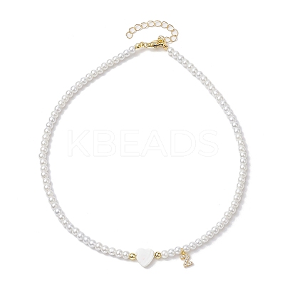 Brass Micro Pave Grade AAA Cubic Zirconia Letter Pendant Necklaces NJEW-JN04771-26-1