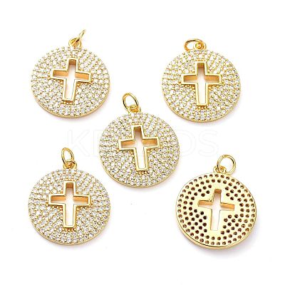 Brass Micro Pave Clear Cubic Zirconia Pendants ZIRC-L100-100G-1