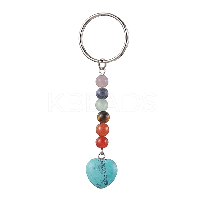 Natural & Synthetic Mixed Gemstone Keychains KEYC-JKC00760-1