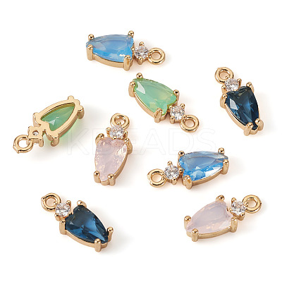 8Pcs 4 Colors Brass Micro Pave Cubic Zirconia Pendants KK-TA0002-18-1