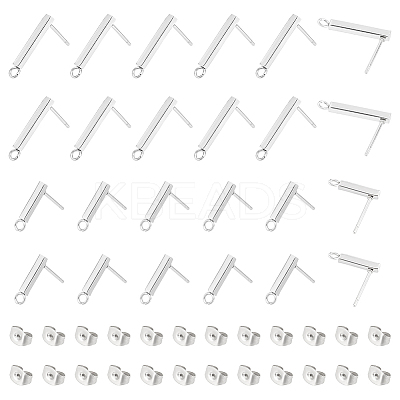 60Pcs 2 Size 304 Stainless Steel Stud Earring Finding STAS-UN0054-97-1