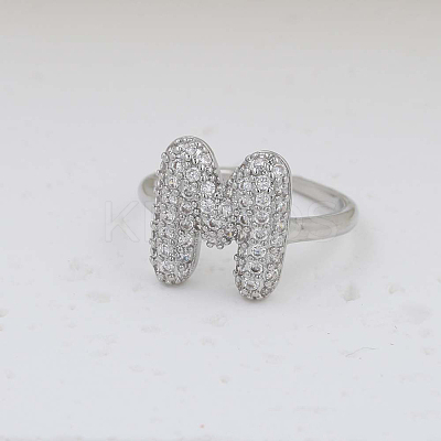 Brass Micro Pave Clear Cubic Zirconia Cuff Rings FS-WG17FF6-13-1