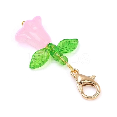 8Pcs Tulip Acrylic & Glass Pendant Decorations HJEW-JM03081-01-1