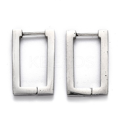 Tarnish Resistant 304 Stainless Steel Rectangle Huggie Hoop Earrings STAS-J033-10B-P-1