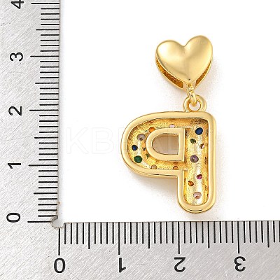 Brass Micro Pave Colorful Cubic Zirconia Pendants KK-P281-01G-P-1