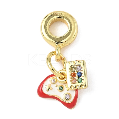 Brass Enamel European Dangle Charms KK-I355-22G-01-1