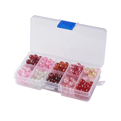 10 Colors Spray Painted Crackle Glass Beads CCG-X0010-01-8mm-1