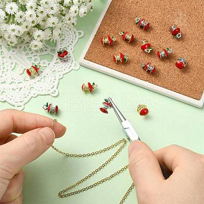 16Pcs 2 Colors Apple Alloy Enamel Charms ENAM-CJ0007-48-1