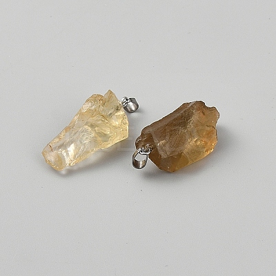 Raw Rough Natural Citrine Pendants G-WH0018-060-1