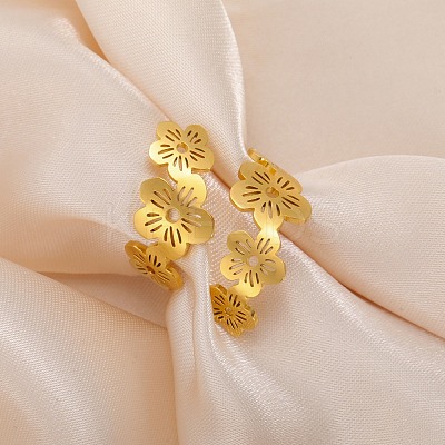 304 Stainless Steel Open Cuff Rings for Women LS-RJEW-K302-02G-1