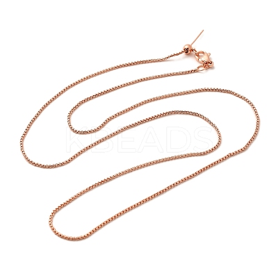 1.5mm Rack Plating Brass Box Chain Adjustable Slider Necklaces for Women Men MAK-L044-05RG-1