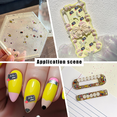 100G Back-to-School Season Polymer Clay Cabochons CLAY-SC0002-80-1