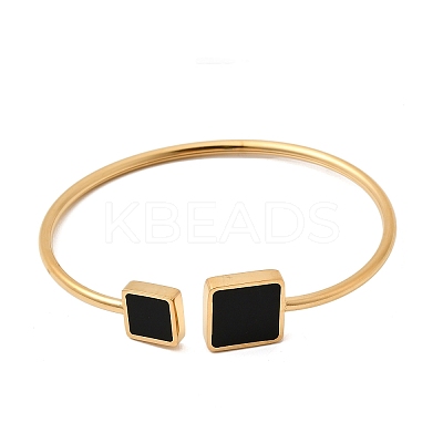 Square 304 Stainless Steel Enamel Cuff Bangles BJEW-Z166-01G-1