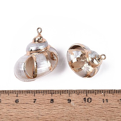 Electroplate Natural Sea Shell Pendants SSHEL-Q100-03KCG-1