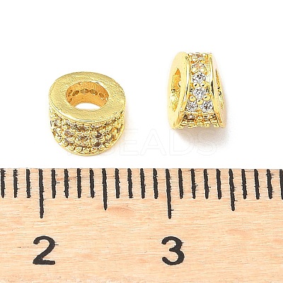Brass Micro Pave Cubic Zirconia European Beads KK-A254-28G-1