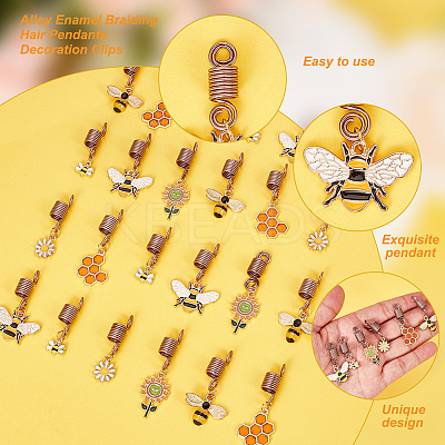 Alloy Enamel Braiding Hair Pendants Decoration Clips OHAR-AB00012-1