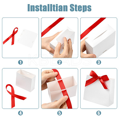 White Cardboard Paper Wedding Candy Boxes with Ribbon CON-FZC0002-002D-1