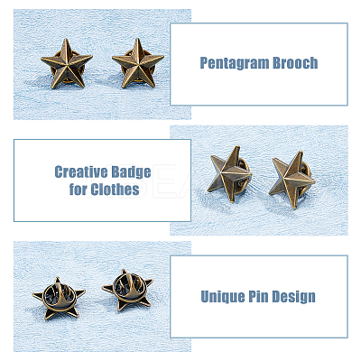 24Pcs Alloy Star Lapel Pin Brooches JEWB-FH0001-37AB-1