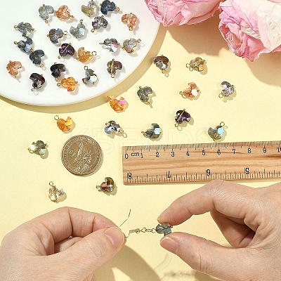 45Pcs 9 Colors Glass Charms PALLOY-YW00136-1