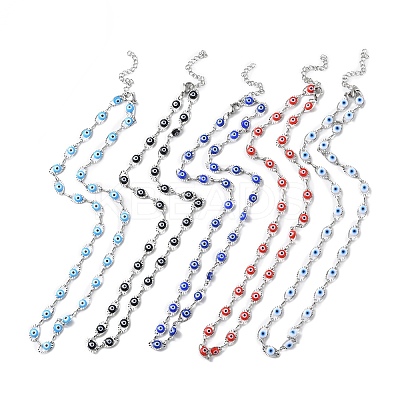 Evil Eye Plastic Link Chain Necklace NJEW-H169-03P-1