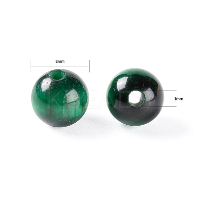 100Pcs 8mm Natural Green Tiger Eye(Dyed & Heated) Round Beads DIY-LS0002-08-1