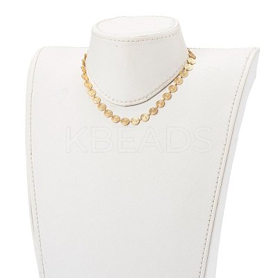 Brass Flat Round Link Chain Necklaces X-NJEW-JN03361-1