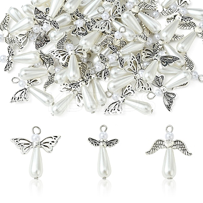 50Pcs 3 Style Angel Plastic Imitation Pearl Pendants PALLOY-FS00026-1