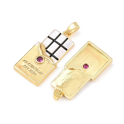 Brass Pave Cubic Zirconia Enamel Pendants KK-G549-03G-1
