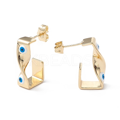 Brass Enamel Evil Eye Stud Earrings EJEW-A093-04G-07-1