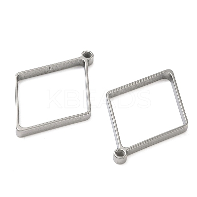Rhombus 304 Stainless Steel Open Back Bezel Pendants STAS-K279-05P-1