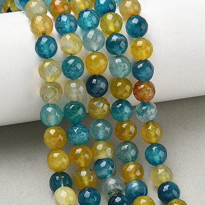 Dyed Natural Agate Faceted Round Beads Strands G-E320E-8mm-17-1