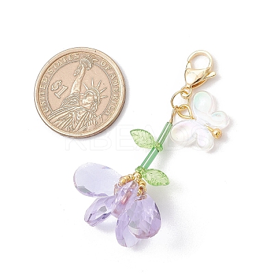 Handmade Glass Seed Beaded and Acylic Butterfly Pendant Decorations Sets HJEW-MZ00259-02-1