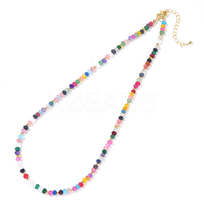 Multicolor Faceted Rondelle Natural Stone & Glass Beaded Necklaces for Women AU7515-1