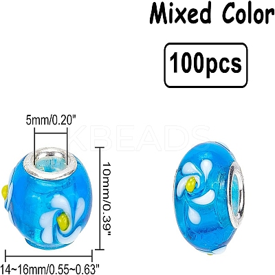 Mixed Styles Handmade Lampwork Glass European Beads LPDL-PH0001-03-WH-1
