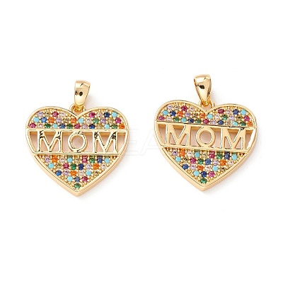 Brass Micro Pave Colorful Cubic Zirconia Pendants ZIRC-Z019-21G-NR-1