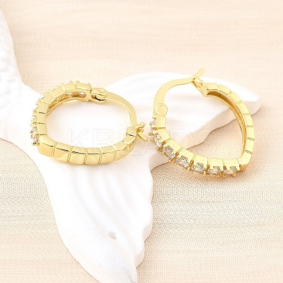 Oval Brass Micro Pave Clear Cubic Zirconia Hoop Earrings EJEW-Z121-02G-1