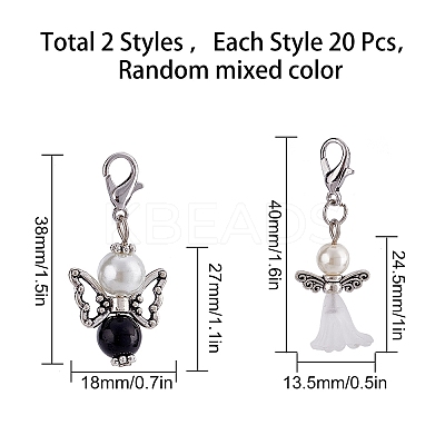 40Pcs 2 Styles Acrylic & Alloy Pendants FIND-SC0001-53-1