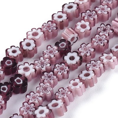 Handmade Millefiori Glass Bead Strands X-LAMP-J035-4mm-10-1