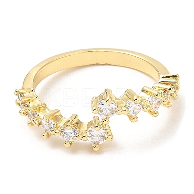 Rack Plating Brass Finger Rings with Cubic Zirconia for Women RJEW-A018-02G-1