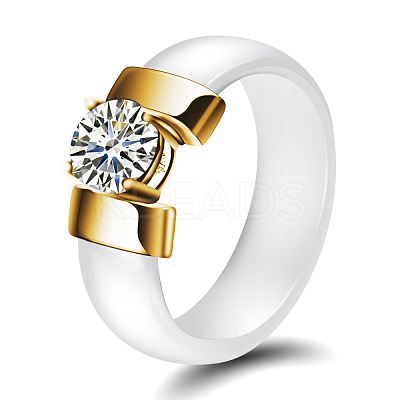 Flat Round Porcelain Finger Rings for Women Men FS-WG6D31E-02-1