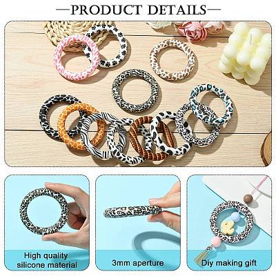 12Pcs 12 Styles Animal Print Silicone Beads SIL-CJ0001-33-1