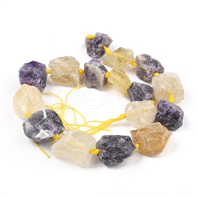 Rough Raw Natural Amethyst and Lemon Quartz Beads Strands G-F595-I03-1