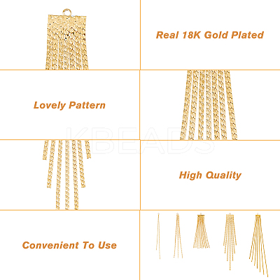 10Pcs 5 Style Brass Chain Tassel Big Pendants KK-HY0003-24-1