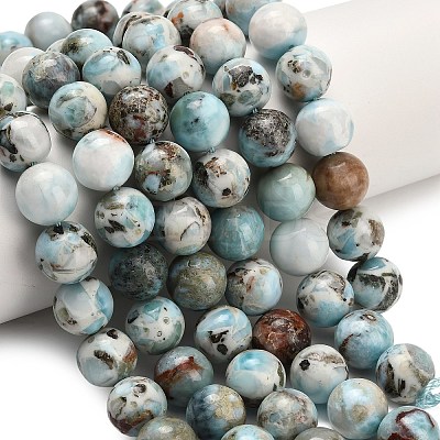 Natural Larimar Beads Strands G-L642-B19-12mm-1