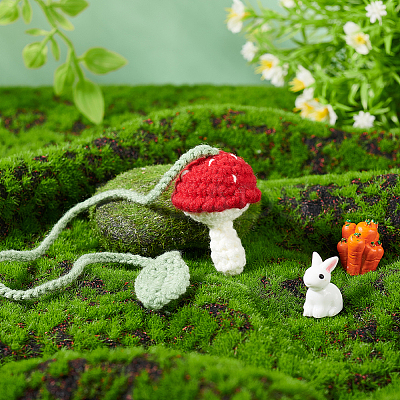 Handmade DIY Wool Crochet Mushroom and Leaf Pendant Decorations AJEW-WH0314-465-1
