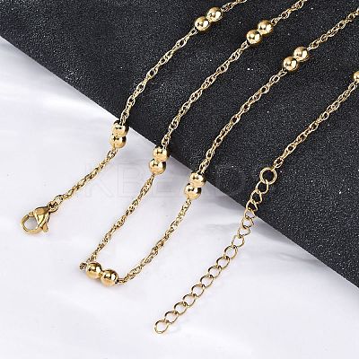 304 Stainless Steel Double Round Rope Chain Necklaces NJEW-C073-06G-1