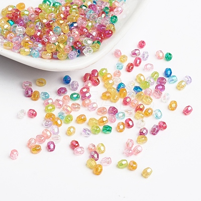 Mixed Color Plating Faceted Round Acrylic Spacer Beads X-PL400-1